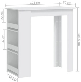 Mesa de Bar Amber com 3 Prateleiras de 102 cm - Branco - Design Modern