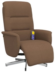 Cadeira de massagens reclinável c/ apoio de pés tecido castanho