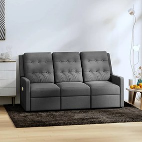 vidaXL Poltrona de massagens reclinável 3 assentos tecido cinza-claro