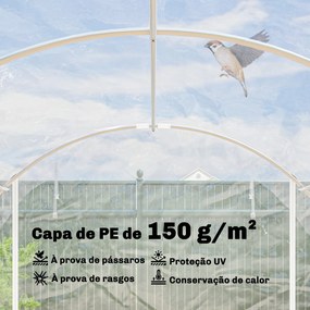 Estufa Túnel de Jardim 18 m² Estufa Túnel 296x597x199 cm Estrutura em Aço Galvanizado Capa PE 150 g/m² Transparente