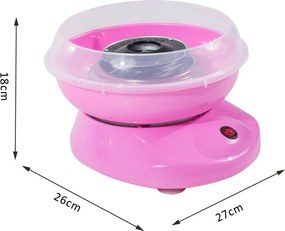 Máquina de Algodão Doce Potência 450W-550W Doce com Colher Medidora e 10 Palitos de Bambu 27x26x18cm Rosa