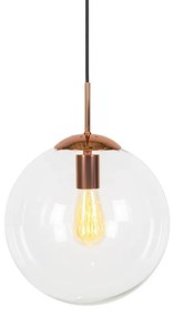 Candeeiro de suspensão Art Déco cobre com vidro transparente 30 cm - Ball 30