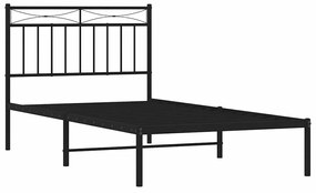 Estrutura de cama com cabeceira 100x190 cm metal preto