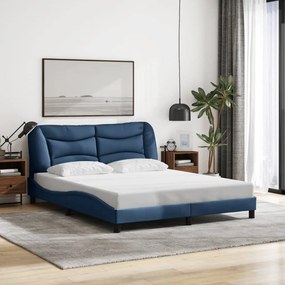 Estrutura de cama com LED sem colchão 160x200 cm tecido azul