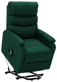 vidaXL Poltrona elevatória tecido verde-escuro