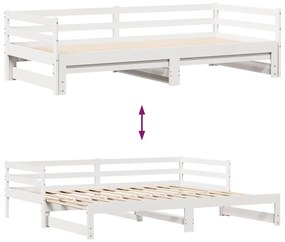 Sofá-cama c/ gavetas 90x200cm madeira de pinho maciça branco