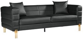 Sofá LARIOS, 3 lugares, estofado 208 x 84 x 71 cm pele sintética preta