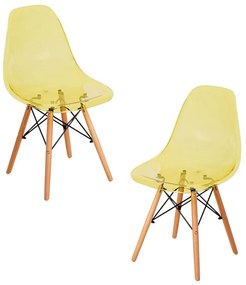 Pack 2 Cadeiras Tower Transparentes - Amarelo