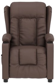 Poltrona reclinável elétrica couro artificial castanho