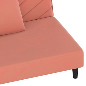 Sofá-cama 2 lugares com duas almofadas veludo rosa