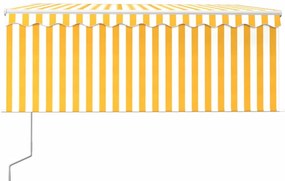 Toldo retrátil automático com estore 3,5x2,5 m amarelo e branco