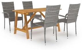 vidaXL 5 pcs conjunto de jantar para jardim cinzento