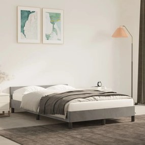 Estrutura de cama sem colchão cinza claro Veludo