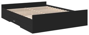 Estrutura de cama c/ gavetas 160x200 cm derivados madeira preto