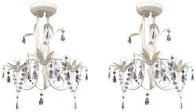 Lustres de teto com contas de cristal 2 pcs branco elegante