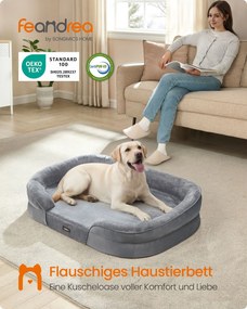 Cama ortopédica para cães de tamanho médio, 112 x 81 x 18 cm cinzento claro