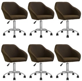vidaXL Cadeiras de jantar giratórias 6 pcs tecido castanho-escuro