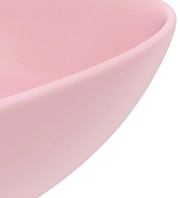 Lavatório de casa de banho redondo cerâmica rosa mate