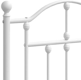 Estrutura de cama com cabeceira e pés 140x190 cm metal branco
