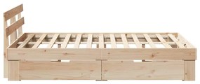 Cama com Gavetas - 135 x 190 cm - Madeira de Pinho Sólido