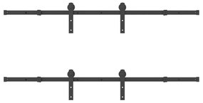 Kit de ferragens para porta deslizante 400 cm aço preto