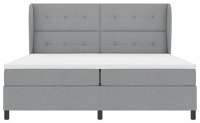 Cama com Estrado e Colchão - Cinza Claro, 200x200 cm, em tecido