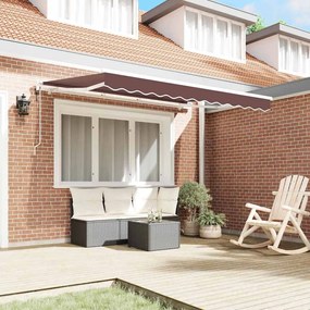 Toldo Retrátil Manual Marrom e Branco
