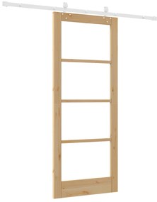 Conjunto de Porta Deslizante vidaXL com Hardware 83x202 cm Madeira Sól
