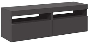 Móveis de TV com luzes LED 2 pcs 60x35x40 cm cinzento