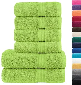 6pcs Conjunto toalhas banho premium SOLUND 600 gsm verde maça