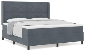 Cama Box Spring com Colchão Cinza Escuro 180x200 cm Veludo