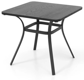 Mesa de metal Jardim quadrada de 80 cm com 4 pernas curvas Mesa de exterior resistente para 4 pessoas Cinzento