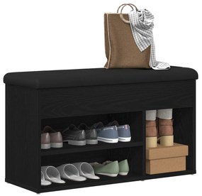 Banco de Armazenamento vidaXL Preto Carvalho 80x30x45 cm Madeira de En
