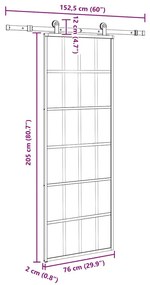 Porta deslizante c/ conj. ferragens 76x205cm vidro ESG/alumínio