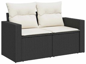 Conjunto de Sofá de Jardim de 10 Peças com Almofadas Pretas, Rattan Po