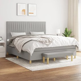 vidaXL Cama com molas/colchão 160x200 cm tecido cinzento-claro