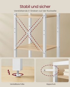 Estante com 6 prateleiras 30 x 40 x 186 cm bege natural-branco mate