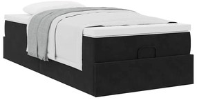 Estrutura de cama otomana vidaXL com colchão preto 100x200cm Veludo