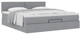 Cama otomana com colchão 160x200 cm tecido cinzento claro