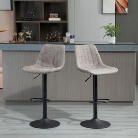 Conjunto de 2 bancos de bar de estilo vintage, com altura ajustável, giratórios e apoio para os pés, na cor cinzenta
