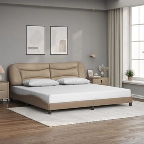 Estrutura cama cabeceira 200x200 cm couro artificial cappuccino