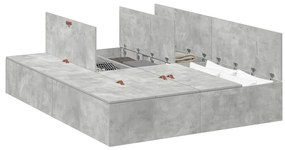 Cama de Armazenamento Cinza Concreto 140x190 cm