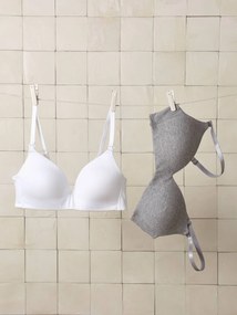 Lote de 2 soutiens de amamentação em algodão biológico cinza mesclado