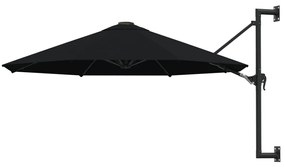 vidaXL Guarda-sol de montar na parede com mastro metálico 300 cm preto
