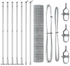 Cerca Euro com 7 Postes Flangeados 1,6x10 m Aço Galvanizado