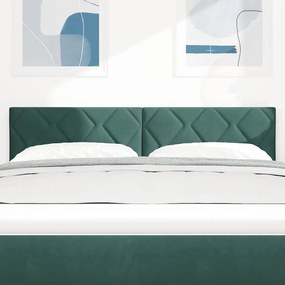 Cabeceira em bloco de diamante verde escuro , 160 cm, veludo