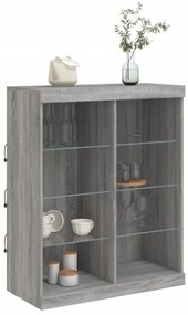 Aparador com luzes LED 81x37x100 cm cinzento sonoma