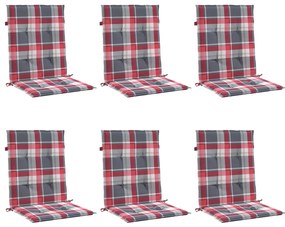 Almofadões lombares cadeiras jardim 6pcs oxford xadrez vermelho