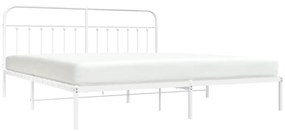 Estrutura de cama com cabeceira 193x203 cm metal branco