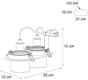 Set van 6 inbouwspots wit GU10 70mm kantelbaar 2-lichts - Installa Moderno